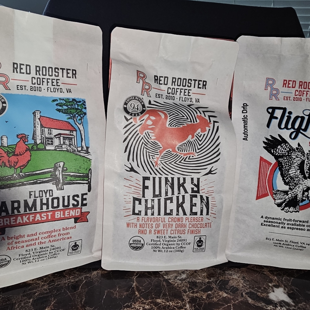 Red rooster coffee organically grown